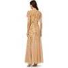 Adrianna Papell Womens Bead Long Dress with Godets(Champagne Gold)