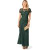 Adrianna Papell Womens Bead Long Dress with Godets(Dusty Emerald)