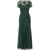 Adrianna Papell Womens Bead Long Dress with Godets(Dusty Emerald)