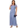 Adrianna Papell Womens Bead Long Dress with Godets(French Blue)
