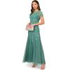 Adrianna Papell Womens Bead Long Dress with Godets(Green Slate)