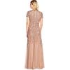 Adrianna Papell Womens Bead Long Dress with Godets(Rose Gold)