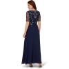 Adrianna Papell Womens Beaded Chiffon Long Dress(Light Navy/Gunmetal)