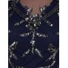 Adrianna Papell Womens Beaded Chiffon Long Dress(Light Navy/Gunmetal)