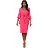 Adrianna Papell Womens Bell Sleeve Tie Front Dress(Camellia)