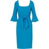 Adrianna Papell Womens Bell Sleeve Tie Front Dress(Deep Cerulean)