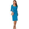 Adrianna Papell Womens Bell Sleeve Tie Front Dress(Deep Cerulean)