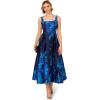 Adrianna Papell Womens Border Jacquard Dress(Blue Multi)