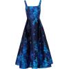 Adrianna Papell Womens Border Jacquard Dress(Blue Multi)
