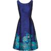 Adrianna Papell Womens Border Jacquard Dress(Blue Teal Multi)