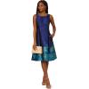 Adrianna Papell Womens Border Jacquard Dress(Blue Teal Multi)