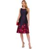 Adrianna Papell Womens Border Jacquard Dress(Navy/Pink Multi)