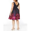 Adrianna Papell Womens Border Jacquard Dress(Navy/Pink Multi)