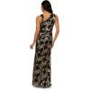 Adrianna Papell Womens Crinkle Metallic Mesh Gown(Black/Gold)
