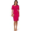 Adrianna Papell Womens Draped Knit Crepe Dress(Brilliant Rose)