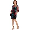 Adrianna Papell Womens Embroidered Short Dress(Black Multi)
