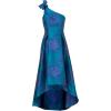 Adrianna Papell Womens Floral Jacquard High Low Dress(Teal/Blue)
