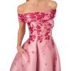 Adrianna Papell Women’s Floral Off Shoulder Dress | Formal Jacquard Dress with Fitted Bodice & Structured Long Skirt