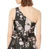 Adrianna Papell Womens One Shoulder Jacquard Dress(Black/Pink Multi)