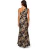 Adrianna Papell Womens One Shoulder Jacquard Dress(Blue/Gold)