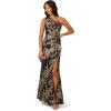 Adrianna Papell Womens One Shoulder Jacquard Dress(Blue/Gold)