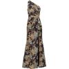 Adrianna Papell Womens One Shoulder Jacquard Dress(Blue/Gold)