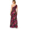 Adrianna Papell Womens One Shoulder Jacquard Dress(Navy/Pink)