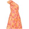 Adrianna Papell Womens One Shoulder Jacquard Dress(Orange Multi)