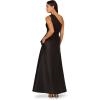 Adrianna Papell Womens One Shoulder Mikado Gown(Black)
