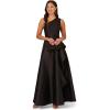 Adrianna Papell Womens One Shoulder Mikado Gown(Black)