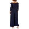 Adrianna Papell Womens Ruffled Blouson Jumpsuit(Navy)