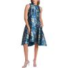 Adrianna Papell Womens Halter Jacquard Dress(Deep Blue/ Gold)