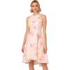 Adrianna Papell Womens Halter Jacquard Dress(Pink Multi)