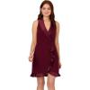 Adrianna Papell Womens Halter Tuxedo Crepe Dress(Cabernet)