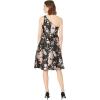 Adrianna Papell Womens One Shoulder Jacquard Dress(Black/Pink Multi)
