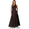 Adrianna Papell Womens One Shoulder Mikado Gown(Black)