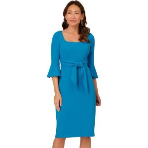 Adrianna Papell Womens Bell Sleeve Tie Front Dress(Deep Cerulean)