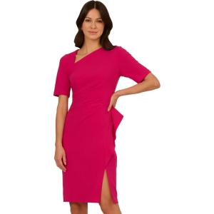 Adrianna Papell Womens Draped Knit Crepe Dress(Brilliant Rose)