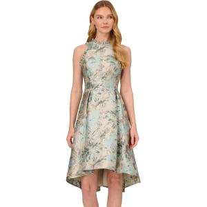 Adrianna Papell Womens Halter Jacquard Dress(Mint Multi)