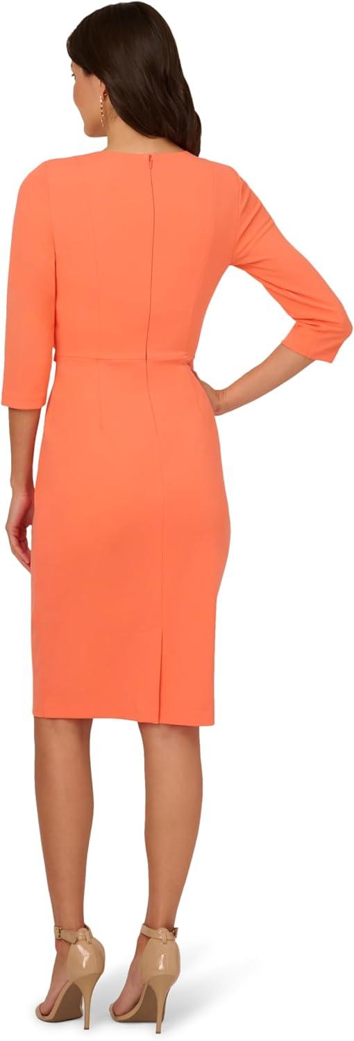 image:imageAdrianna Papell Womens Bow Sheath Dress with Three Quarter SleevesOrange Coral