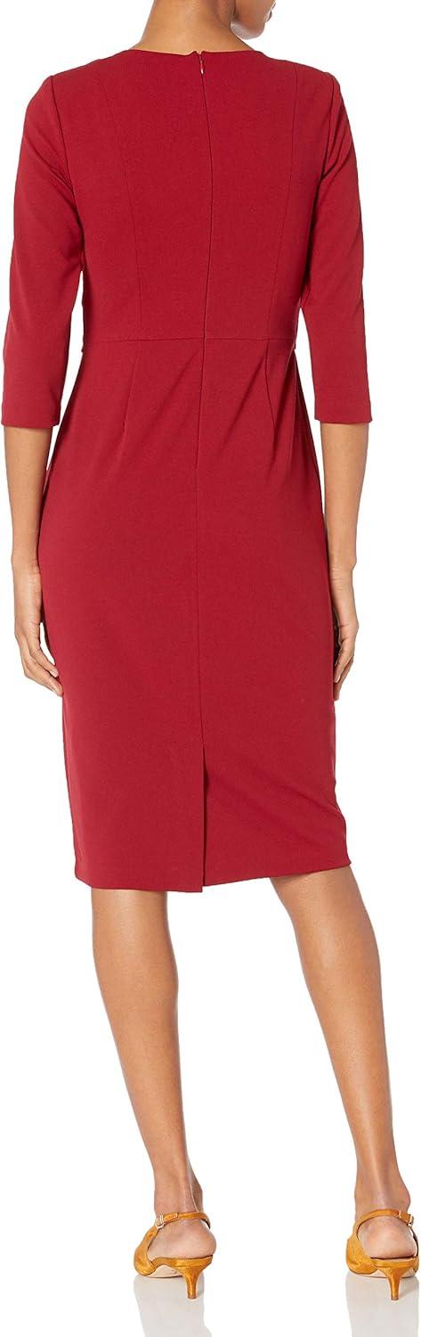 image:imageAdrianna Papell Womens Bow Sheath Dress with Three Quarter SleevesRed Samba