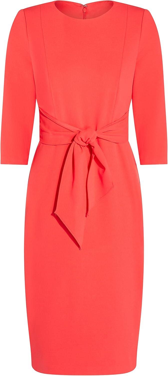 image:imageAdrianna Papell Womens Bow Sheath Dress with Three Quarter SleevesVibrant Coral