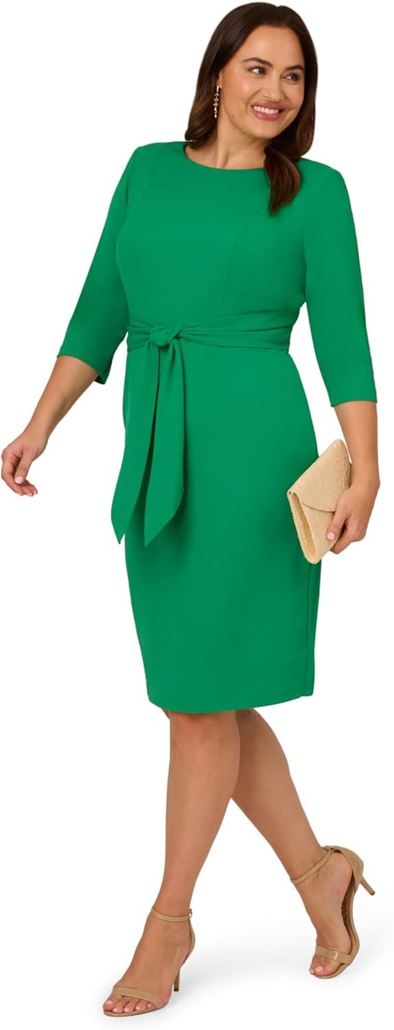 image:imageAdrianna Papell Womens Bow Sheath Dress with Three Quarter SleevesVivid Green