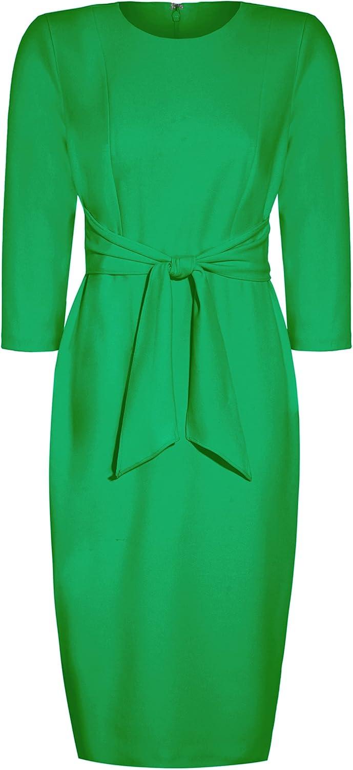 image:imageAdrianna Papell Womens Bow Sheath Dress with Three Quarter SleevesVivid Green