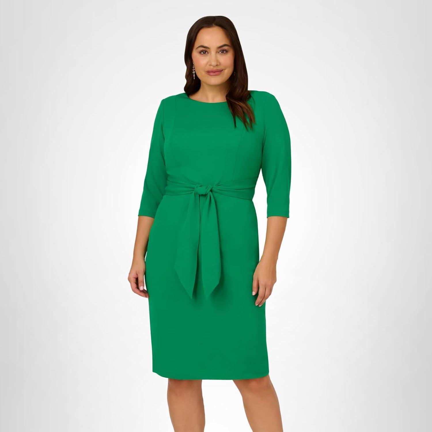 image:imageAdrianna Papell Womens Bow Sheath Dress with Three Quarter SleevesVivid Green