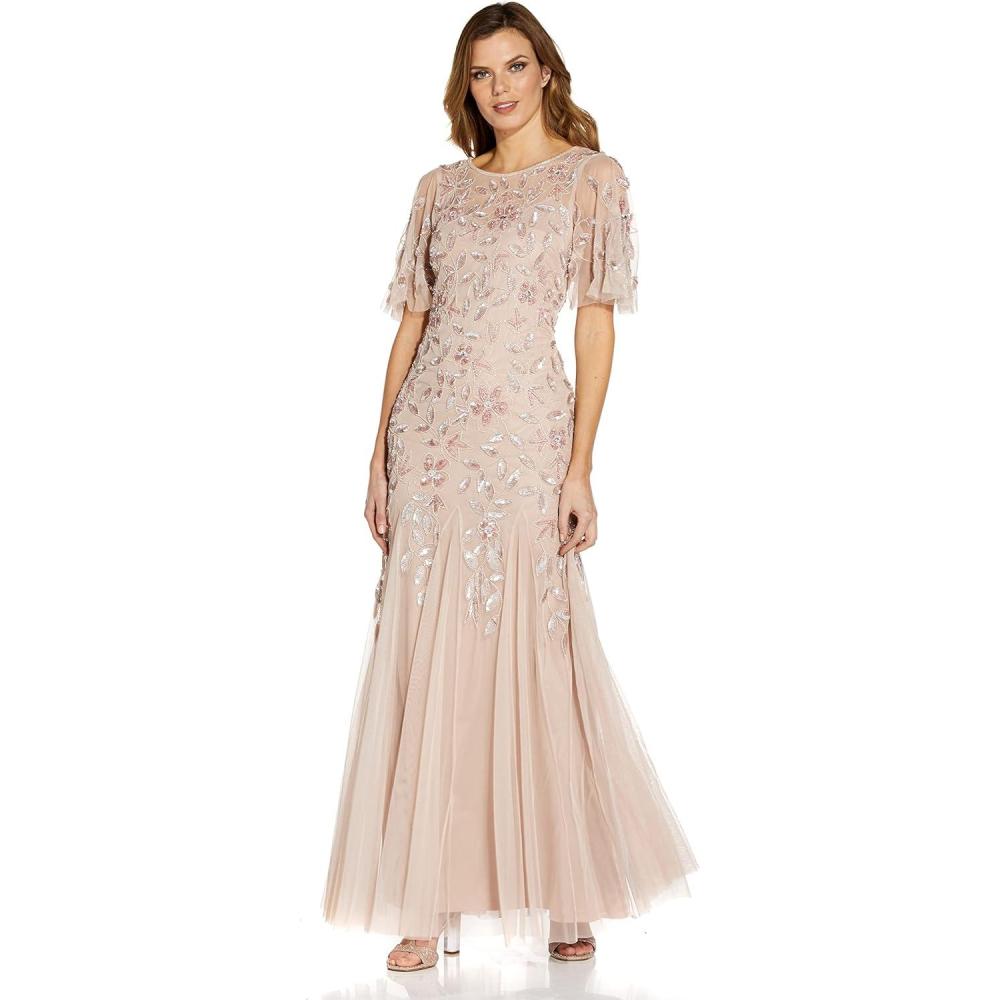 image:imageAdrianna Papell Womens Beaded Long GownBlush