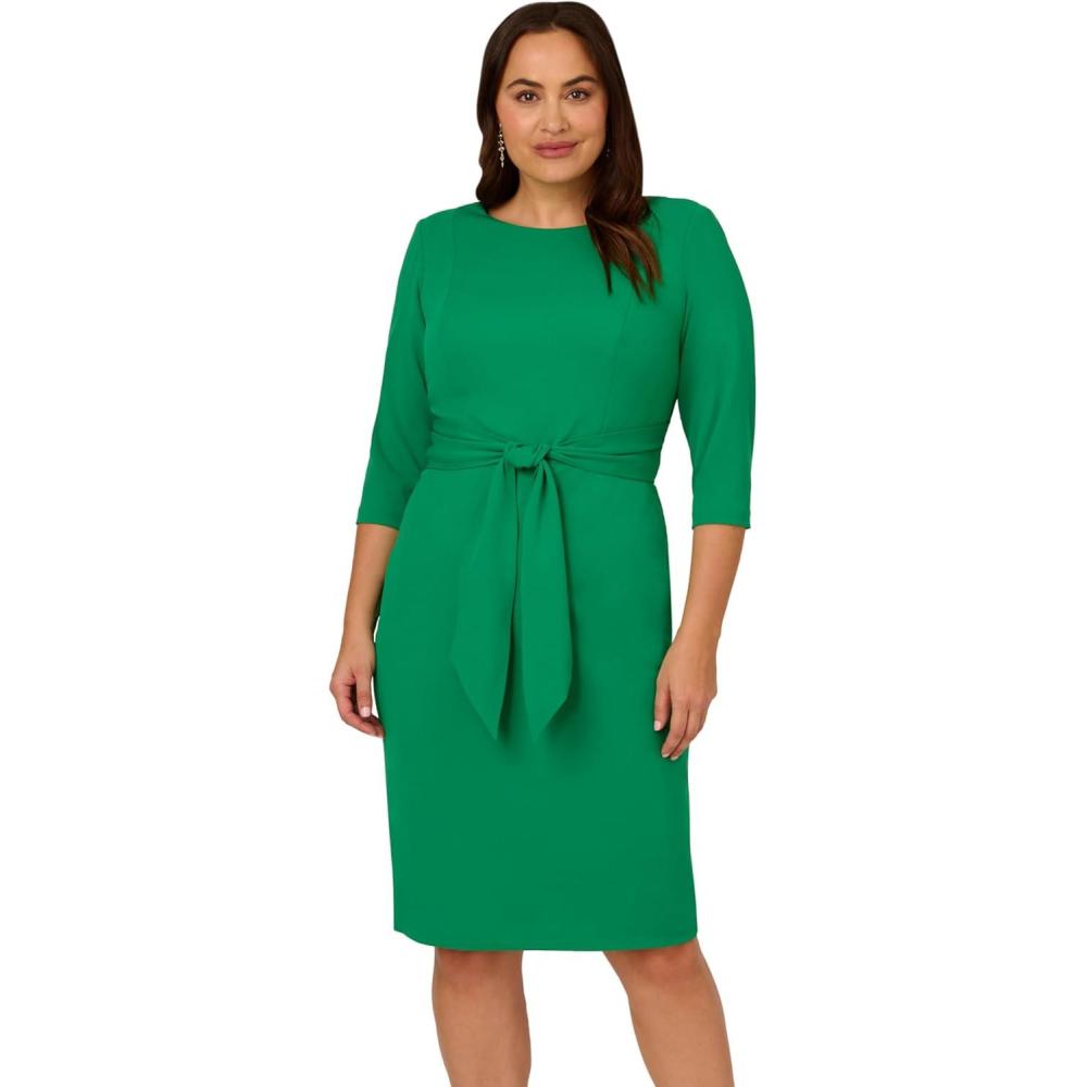 image:imageAdrianna Papell Womens Bow Sheath Dress with Three Quarter SleevesVivid Green