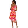 Adrianna Papell Women’s Asymmetric Chiffon Ankle Dress(Red Multi)