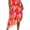 Adrianna Papell Women’s Asymmetric Chiffon Ankle Dress(Red Multi)