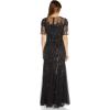 Adrianna Papell Womens Beaded Long Gown(Black)